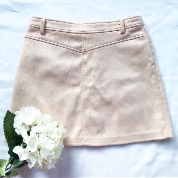 🌹HP🌹ZARA • Pale Blush Button-Front Suede Skirt - Picture 5 of 8